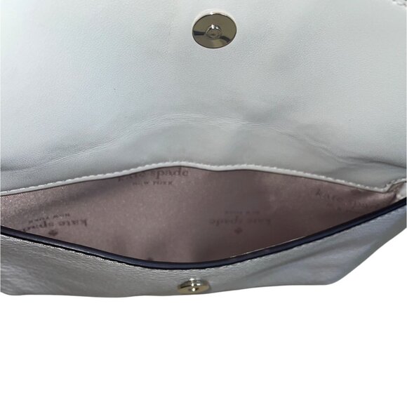 Kate Spade Beige & White Pebbled Leather Front Pocket Leila Crossbody Bag Sz S - Picture 9 of 14